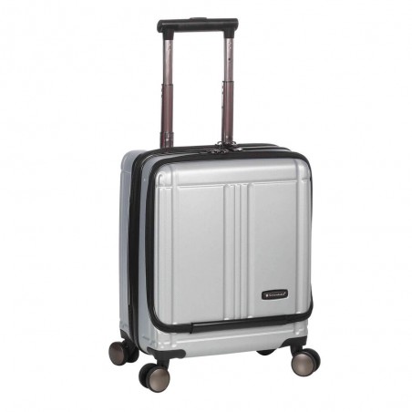 Valise cabine avec compartiment PC gris argent | Bagage business petit format polycarbonate