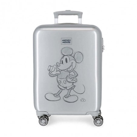 Valise cabine DISNEY Mickey "100" argentée | Bagage enfant adulte 55cm avion original garçon fille