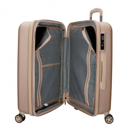 Valise extensible 65cm MOVOM "Wood" champagne | Bagage taille moyenne séjour 1 semaine pas cher