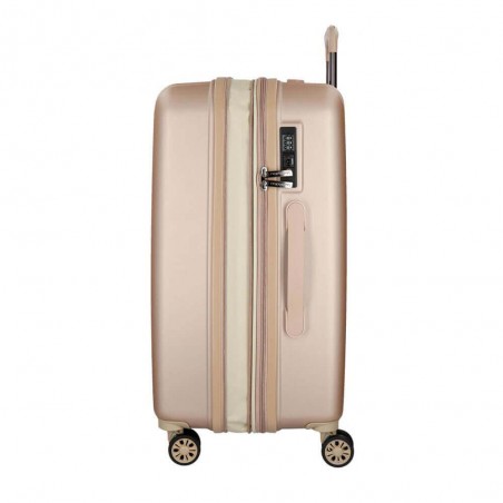 Valise extensible 65cm MOVOM "Wood" champagne | Bagage taille moyenne séjour 1 semaine pas cher