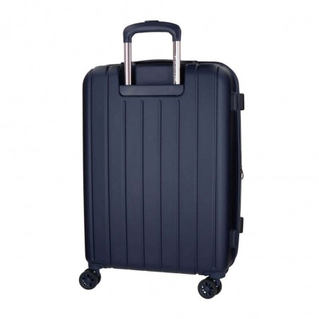 Valise extensible 65cm MOVOM "Wood" bleu marine | Bagage taille moyenne séjour 1 semaine pas cher