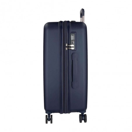 Valise extensible 65cm MOVOM "Wood" bleu marine | Bagage taille moyenne séjour 1 semaine pas cher