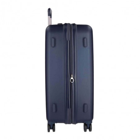 Valise extensible 65cm MOVOM "Wood" bleu marine | Bagage taille moyenne séjour 1 semaine pas cher