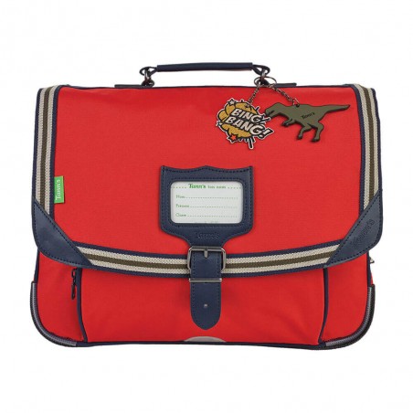 Cartable Tann's 35 cm "Antonin" rouge dinosaure | Sac scolaire garçon classe CP pas cher