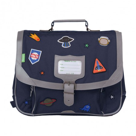 Cartable Tann's 35 cm "Elliott" marine matchs espace | Sac scolaire garçon classe CP pas cher