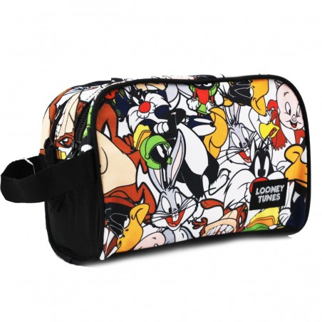 Trousse de toilette 2 cpts LOONEY TUNES imprimée | Nécessaire de voyage dessin animé enfant ado pas cher