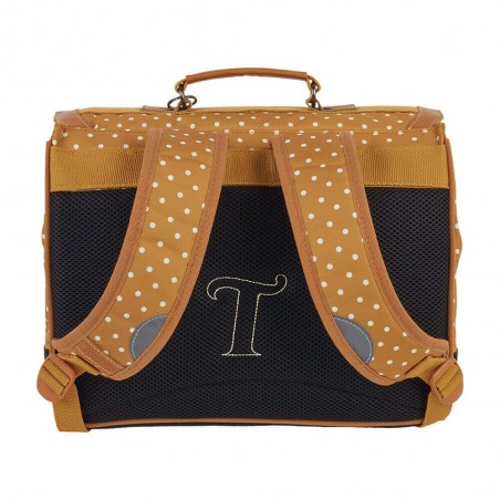 Cartable Tann's 35 cm "Mathilde" jaune motif pois | Sac scolaire fille maternelle CP pas cher