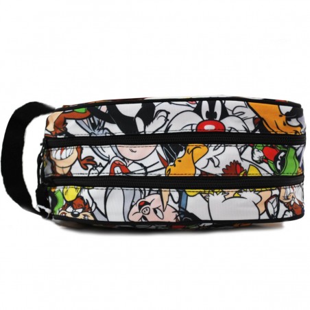 Trousse de toilette 2 cpts LOONEY TUNES imprimée | Nécessaire de voyage dessin animé enfant ado pas cher