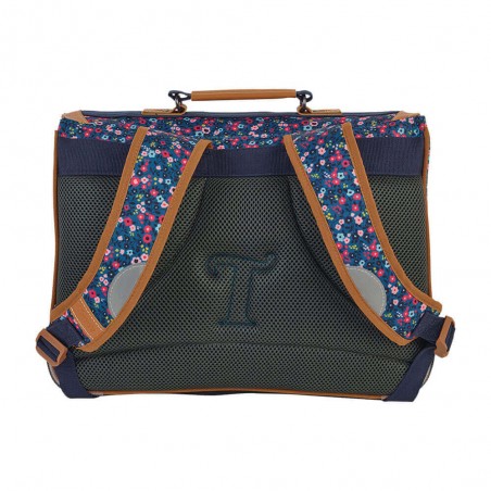 Cartable Tann's 38cm "Lou Ann" bleu | Sac scolaire fille CP CE1 CE2 motif fleuri style Liberty