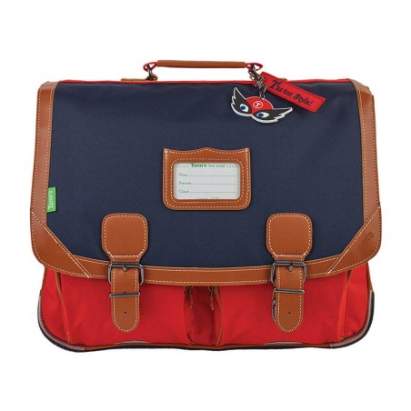 Cartable TANN'S 41cm "Arthur" marine/rouge | Sac scolaire garçon CE2 CM1 CM2 super-héros