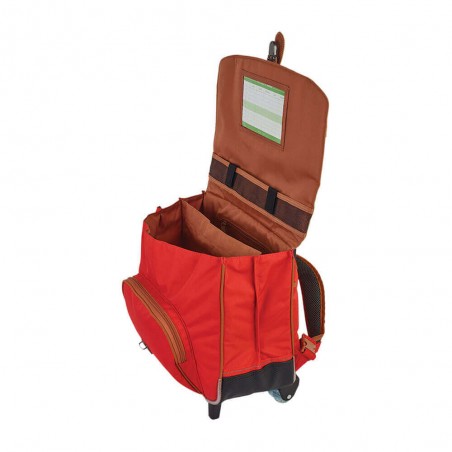 Cartable à roulettes 38cm "Arthur" marine/rouge | Sac scolaire garçon CP CE1 CE2 qualité marque française