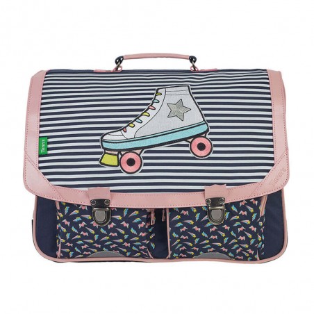 Cartable Tann's 41cm "Léa" marine | Grand sac scolaire fille style moderne broderie patin à roulettes CE2 CM1 CM2 Cartable Tann's 41cm "Léa" marine | Grand sac scolaire fille style moderne broderie patin à roulettes CE2 CM1 CM2