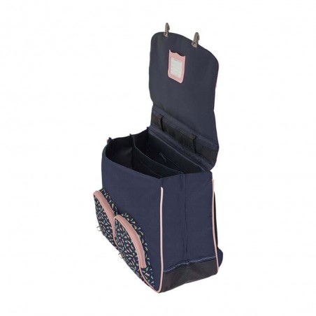 Cartable Tann's 41cm "Léa" marine | Grand sac scolaire fille style moderne broderie patin à roulettes CE2 CM1 CM2 Cartable Tann's 41cm "Léa" marine | Grand sac scolaire fille style moderne broderie patin à roulettes CE2 CM1 CM2