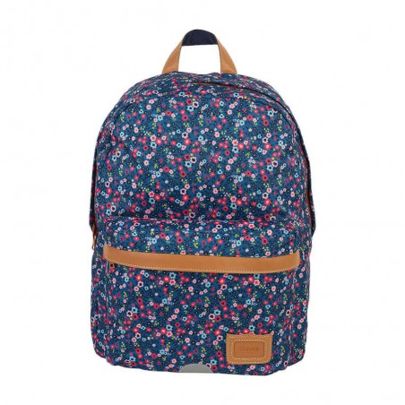 Sac à dos Tann's M "Lou Ann" bleu | Sac scolaire fille motif fleuri style Liberty CE2 CM1 CM2 collège