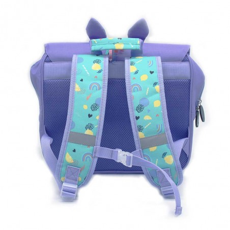 Cartable maternelle Les Déglingos 32cm "Kiprokos le zèbre" violet | Sac scolaire petit format fille original