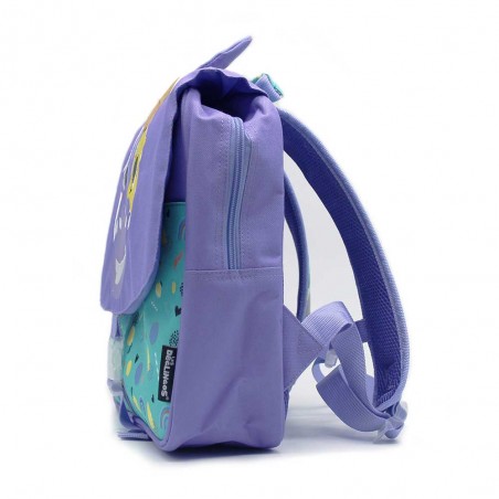 Cartable maternelle Les Déglingos 32cm "Kiprokos le zèbre" violet | Sac scolaire petit format fille original