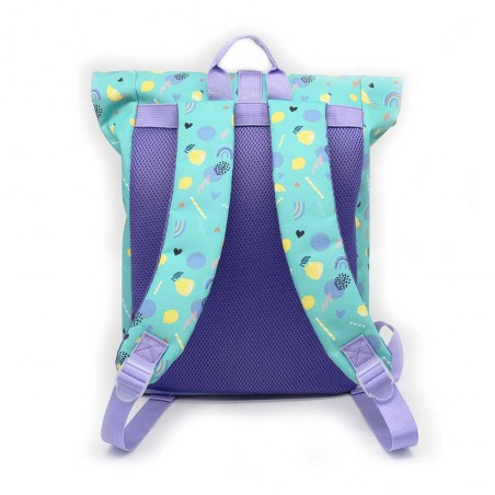 Sac à dos roll top Les Déglingos "Kiprokos le zèbre" violet | Sac école crèche original