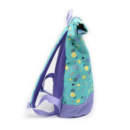 Sac à dos roll top Les Déglingos "Kiprokos le zèbre" violet | Sac école crèche original