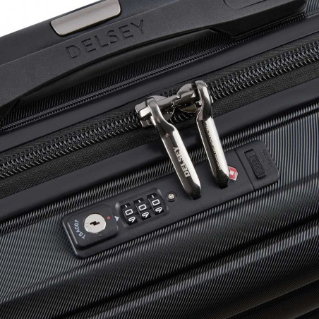 DELSEY valise cabine slim "Shadow 5.0" noir | Bagage avion petit format haut de gamme marque française