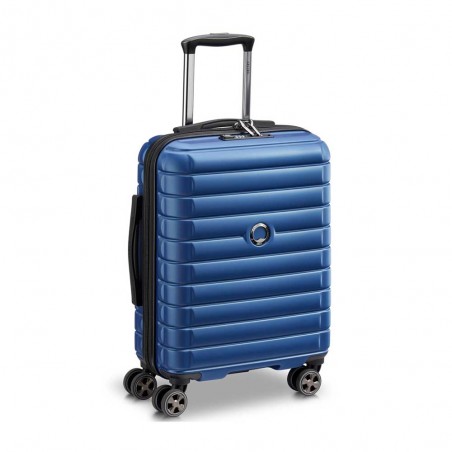 DELSEY valise cabine slim "Shadow 5.0" bleu | Bagage avion petit format haut de gamme marque française