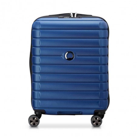 DELSEY valise cabine slim "Shadow 5.0" bleu | Bagage avion petit format haut de gamme marque française