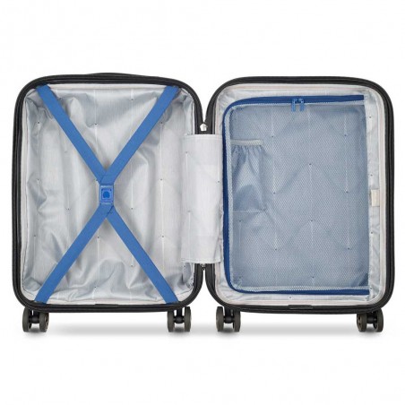 DELSEY valise cabine slim "Shadow 5.0" bleu | Bagage avion petit format haut de gamme marque française