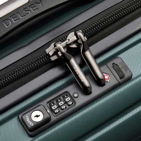 DELSEY valise cabine slim "Shadow 5.0" vert | Bagage avion petit format haut de gamme marque française