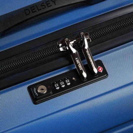 DELSEY valise trunk L 74cm "Shadow 5.0" bleu | Bagage qualité forme malle qualité haut de gamme