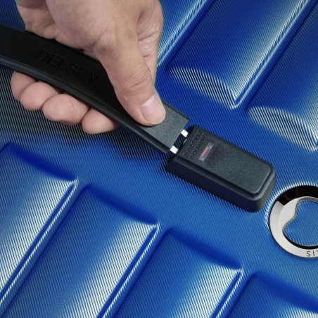 DELSEY valise trunk L 74cm "Shadow 5.0" bleu | Bagage qualité forme malle qualité haut de gamme