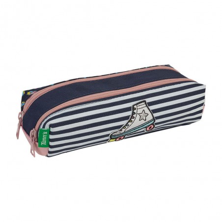 Tann's trousse double "Léa" marine | Fourreau scolaire fille 2 compartiments patin à roulettes style années 80 Tann's trousse double "Léa" marine | Fourreau scolaire fille 2 compartiments patin à roulettes style années 80
