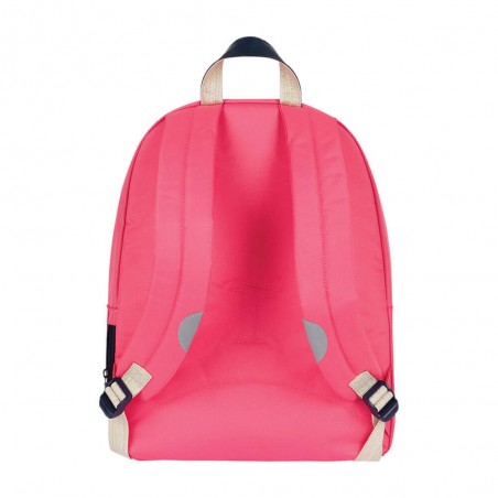 Sac à dos Tann's M "Enora" corail | Sac scolaire fille primaire original broderie pirate rose pas cher