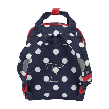 Sac à dos maternelle Tann's XS "Charlotte" marine/rouge | Petit sac scolaire fille pois coeurs