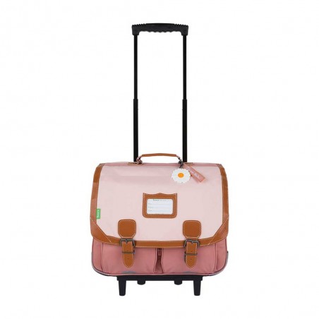 Tann's cartable à roulettes 41cm "Eva" rose nude | Sac scolaire trolley fille CE2 CM1 CM2