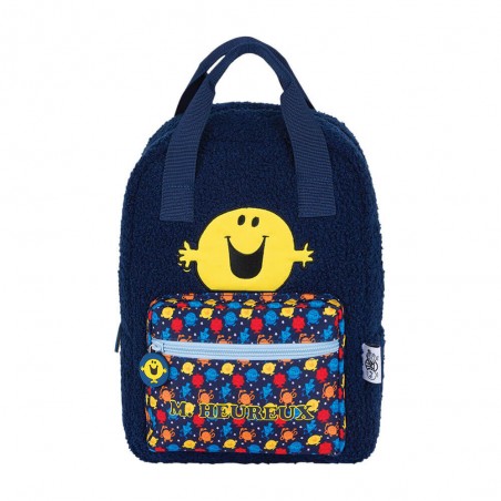 Sac à dos maternelle "Monsieur Heureux" OBERTHUR | Mini sac à dos garçon école crèche loisirs original Monsieur Madame