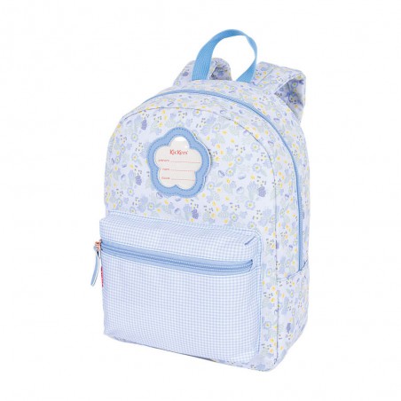 Sac à dos maternelle KICKERS "Premium Girl" ciel | Petit sac fille original imprimé fleuri tendance