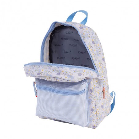 Sac à dos maternelle KICKERS "Premium Girl" ciel | Petit sac fille original imprimé fleuri tendance