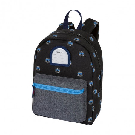 Sac à dos maternelle KICKERS "Print Boy" noir bleu | Petit sac garçon original imprimé tigre tendance