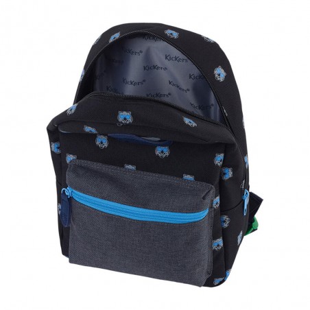 Sac à dos maternelle KICKERS "Print Boy" noir bleu | Petit sac garçon original imprimé tigre tendance