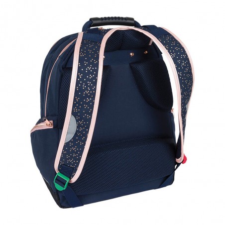 Sac à dos fille KICKERS 2 cpts marine/rose | Sac scolaire CM1 CM2 style classique robuste solide