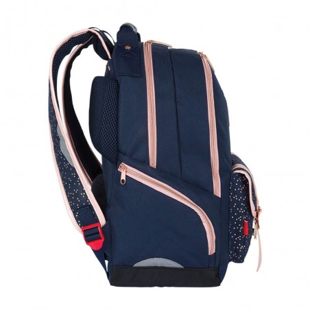 Sac à dos fille KICKERS 2 cpts marine/rose | Sac scolaire CM1 CM2 style classique robuste solide