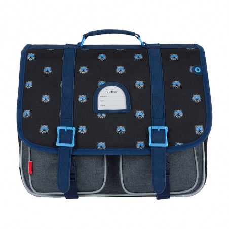 Cartable garçon KICKERS 38cm "Print Boy" noir/bleu | Sac scolaire CP CE1 CE2 imprimé tigre tendance