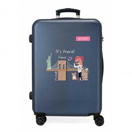Valise soute M ENSO fille "Travel Time" | Bagage taille moyenne 65cm fille ado original new-york