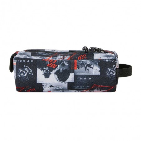 Trousse scolaire garçon RIP CURL 2 cpts grey red | Fourreau double CP CE1 CE2 CM1 CM2