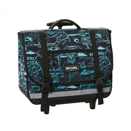 Cartable à roulettes garçon RIP CURL 38cm aqua | Sac scolaire trolley CP CE1 CE2