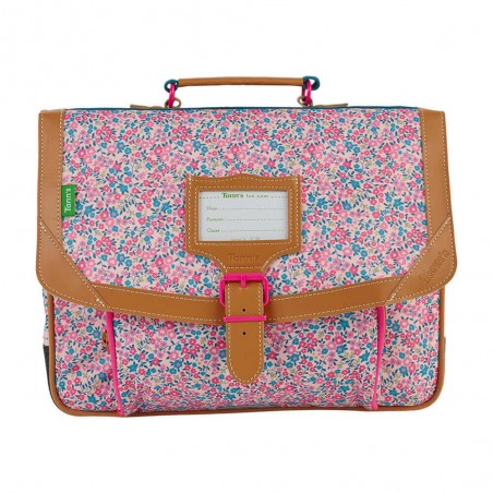 Cartable Tann's 35 cm "Victoria" rose motif fleuri style Liberty | Sac scolaire fille classe CP pas cher