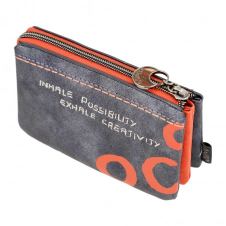 Trousse triple multifonctions Anekke "Nagare" | Porte-monnaie femme original inspiration japon bleu pas cher