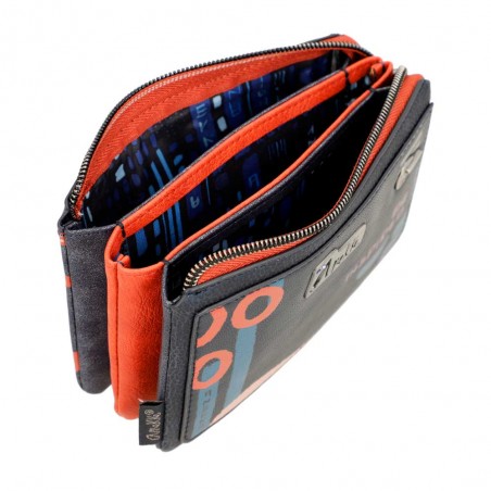 Trousse triple multifonctions Anekke "Nagare" | Porte-monnaie femme original inspiration japon bleu pas cher Trousse triple multifonctions Anekke "Nagare" | Porte-monnaie femme original inspiration japon bleu pas cher