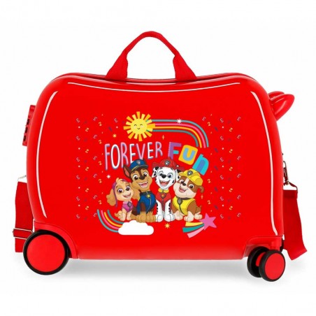 Valise trotteur Pat Patrouille "Forever fun" rouge | Bagage enfant ludique à chevaucher chiens dessin animé Valise trotteur Pat Patrouille "Forever fun" rouge | Bagage enfant ludique à chevaucher chiens dessin animé