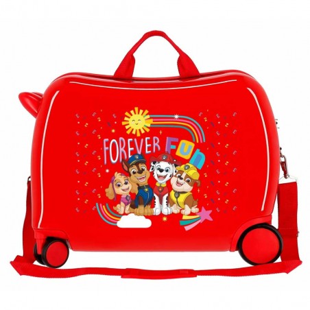 Valise trotteur Pat Patrouille "Forever fun" rouge | Bagage enfant ludique à chevaucher chiens dessin animé Valise trotteur Pat Patrouille "Forever fun" rouge | Bagage enfant ludique à chevaucher chiens dessin animé