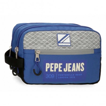 Trousse de toilette PEPE JEANS "Darren" bleu/gris | Nécessaire de voyage homme sport pas cher marque